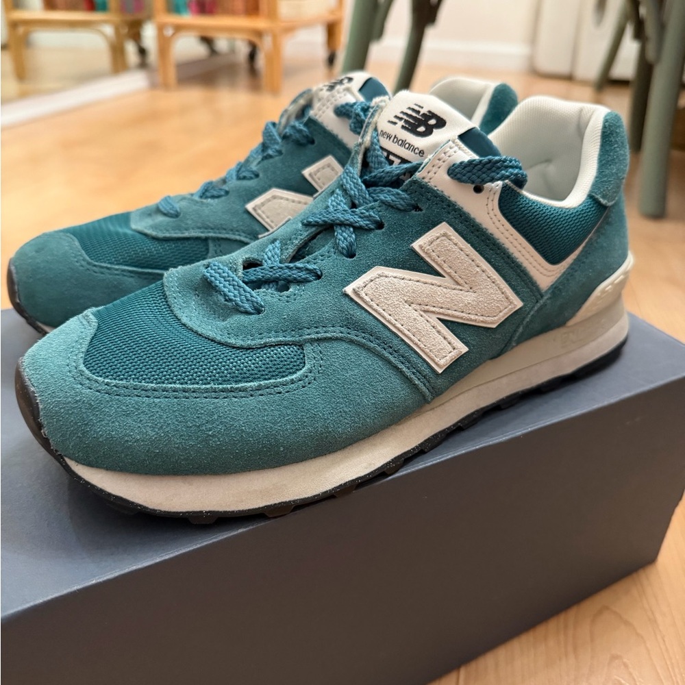 New Balance Turquoise and White Sneakers